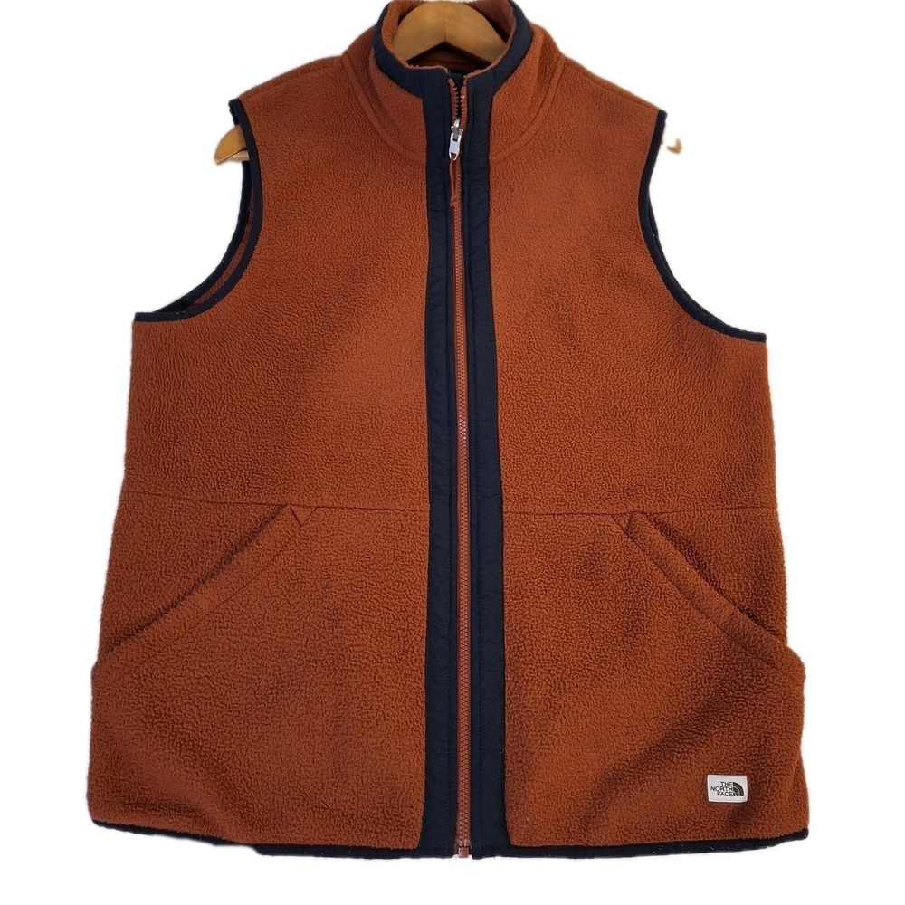 The North Face Carbondale Vest Men's Medium Burnt Orange Pockets Full Zip